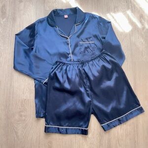 Women Brand New:Long Sleeve Shorts Pajamas Two-piece set, Navy Blue